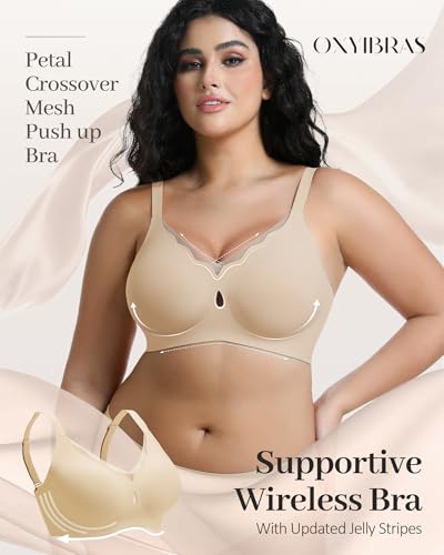 Image of Jelly Bras for Women No Underwire Mesh Wireless Crossover Bra Seamless Full Coverage Lift T Shirt Sleep Bralettes