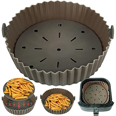 Silicone Air Fryer Liner, 9 inch Air Fryer Liner Reusable with Non-Stick Oil Filter Design, Air Fryer Accessories for Ninja 15 in 1, Instant Vortex 6 in 1,Tower T17072, COSORI 5.5L and More Cover