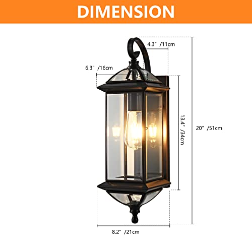 Milaii Copper Outdoor Wall Lights 20 Inch H Exterior Light Fixture Oil Rubbed Bronze Anti-Rust Wall Lantern Fixture Waterproof Wall Mount Porch Light For Garage Patio Doorway E26 Base Socket thumb #2