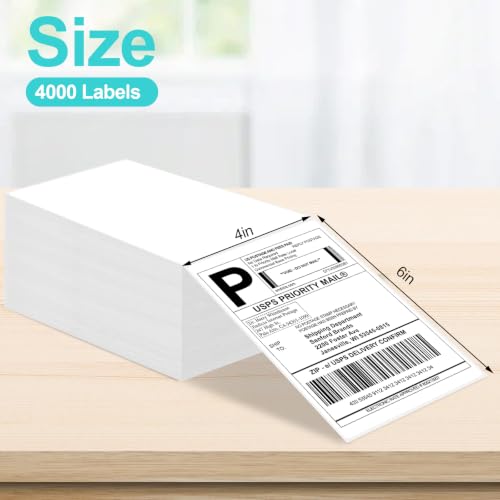 Image of Joyberg 4x6 Thermal Labels 4000 PCS, Shipping Labels, Strong Adhesive Thermal Label, White Printer Paper /Label