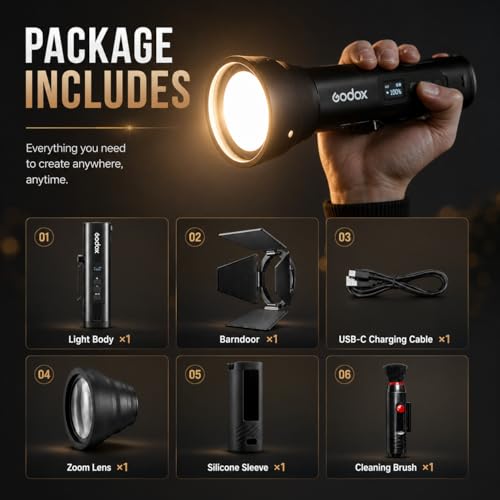 Luz de vídeo LED bicolor Godox FL15Bi portátil con batería integrada y control por app móvil 4
