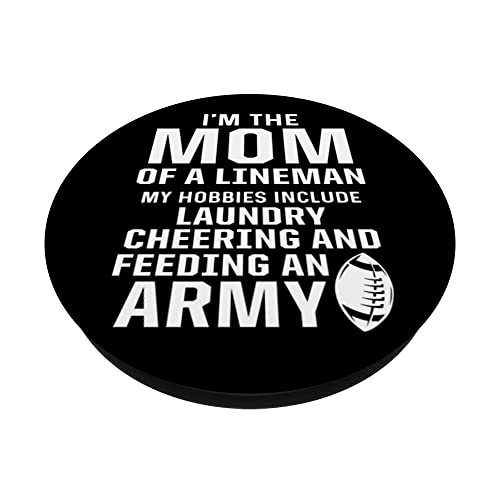 Mom Of Lineman Hobbies Include Laundry Cheering Feeding Army PopSockets Swappable PopGrip, Black - Image 2