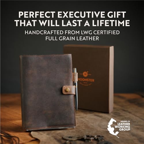 moonster Cuaderno de Notas Reutilizable de Cuero – Diario Personal con Bolígrafo, Diario de Viaje Forrado de Piel – Agenda de Piel con Cuaderno A5 de Rayas para Hombres y Mujeres - imagen 6