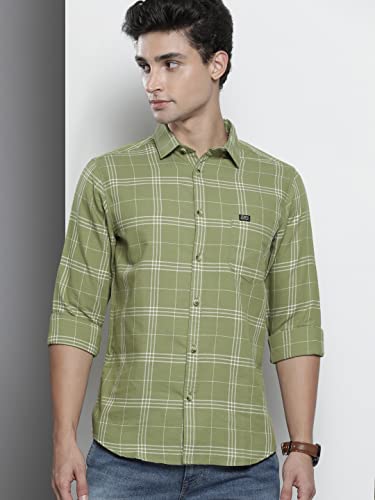 Image of The Indian Garage Co Men Slim Fit Checkered Full Sleeves Spread Collar Casual Shirt
