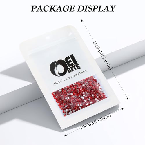Image of Red Flatback Rhinestones, Glass Rhinestones for Nail Art and Craft, Glue Fix, Loose Crystal Gemstones(Red, SS4, 2880pcs, 1.5-1.7mm)