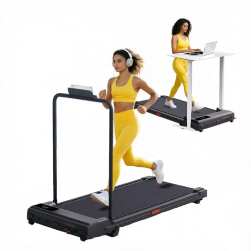 Image of Portable Walking Pad Treadmill for Home, Treadmills with Handles, 3.0HP Compact Walking Pad Treadmill with Handle Bar, 0.6-7.6MPH Mini Walking Treadmill for Home Small, 350LB Capacity