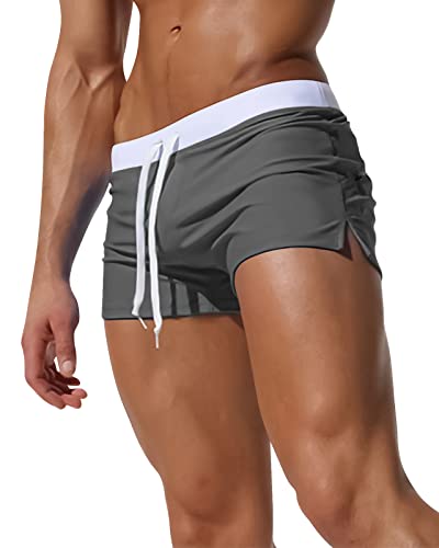 Adorel Bañador Natacion Hombre Pantalones Cortos Surf Boxer Gris Oscuro XL