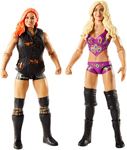 WWE- Pack de 2 Figuras Básicas Charlotte y Lynch, Multicolor, 15 cm (Mattel FMF90)
