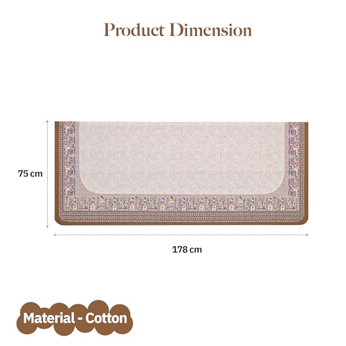 Image of Kuber Industries Net Cotton 3 Seater Long Seat Sofa Cover Set for Dust Protecter | Couch Cover for Living Room, Home | Rajasthani Border Malibu 1351 - Brown