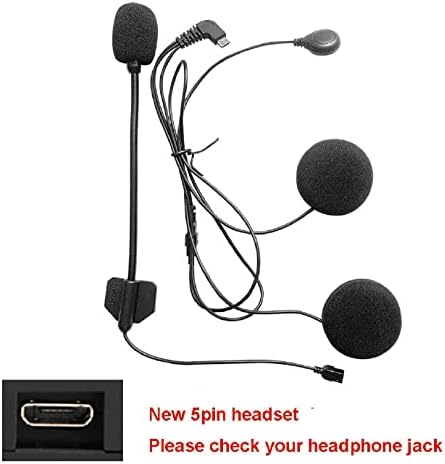 FreedConn 5 Pin Interchangeable Hard Mic and Soft Mic Speakers T-MAX, New VersionTCOM-SC T-COMVB Helmet Communication System [5-Pin Headphone Micro USB Interface]
