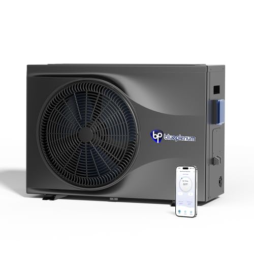 BluePlenum Pool Heat Pump, 80,000 BTU Real Output, Full DC Inverter Pool Heater for Inground & Above Ground Pools Ideal for pools around 22,000 Gallons,16.2 COP, Smart App Control, FCC & CEC Certified