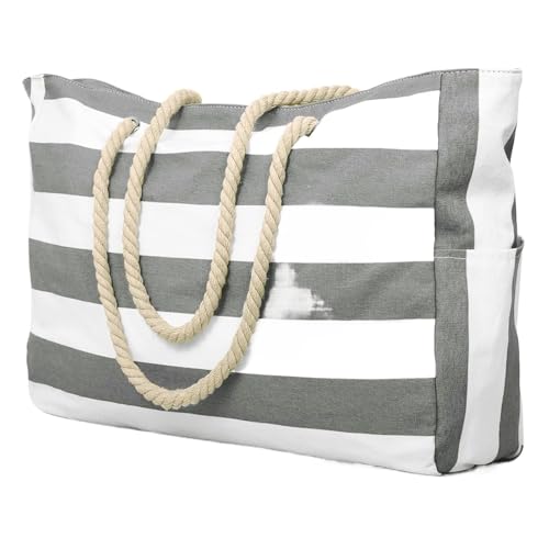 Sac de plage pliable et sac extérieur rayé pour voyages