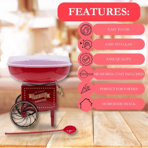 Marco Paul Fat Free Hot Air Popcorn Maker No Oil Homemade Healthy Snacks Popcorn Maker For Home Use Movie Nights Parties Durable Easy to Use Popcorn Machine (Candy Floss) - Image 6