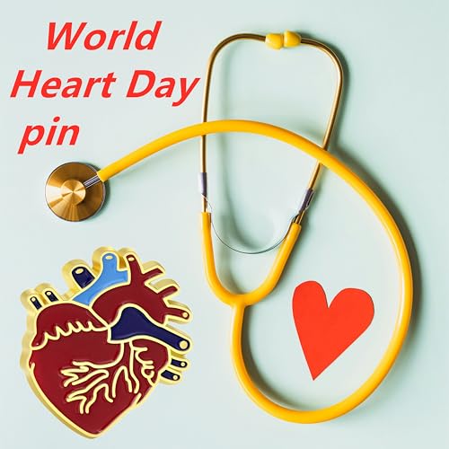 Tichso 12/25/50/100 Piece Red Enamel Lapel Pin - Heart Disease Awareness Pin for Doctors, Nurses, Charity Fundraiser, Heart Day Souvenir Gift Badge Bulk3