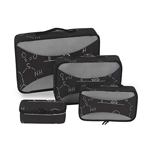 Preisvergleich Produktbild Verpackungswürfel für Reiseveranstalter Kreidechemie Symbole Formeln Verpackung Reiseveranstalter Verpackungswürfel für Männer 4-teiliger Kofferorganisator Leichte Gepäckaufbewahrungstasche