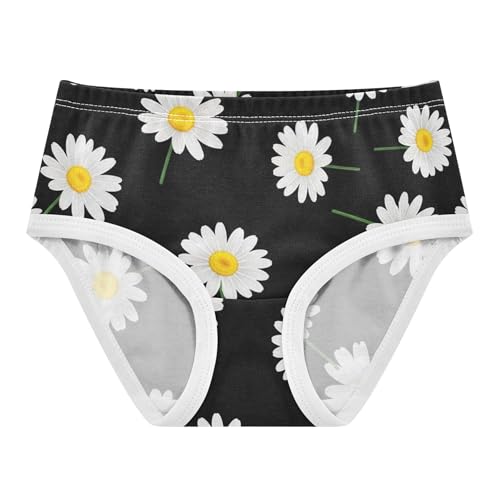 Cotton Toddler Girls Underwear White Daisies Yellow Green Black Cute Panties Girl Pattern Briefs Undies Kids 2t