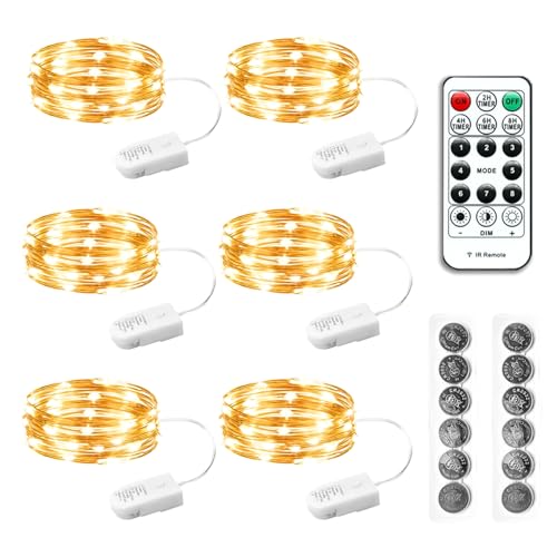 HXWEIYE 6 Pack Fairy Lights Battery Operated with...
