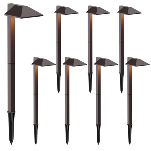 Malibu Low Voltage Landscape Lighting 0.6W LED Pathway Lights Outdoor Landscape Path Lights Wired with Connectors 22 Lumen Warm White Walkway Lights for Garden Yard Lawn 8Pack