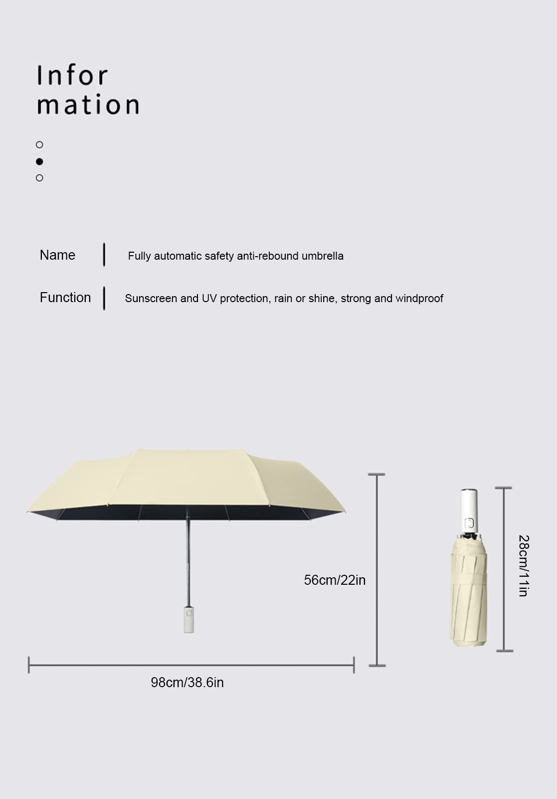 Paraguas a Prueba de Viento, antirrebote, Impermeable, Paraguas de Viaje, Apertura y Cierre automático, 8 Costillas, Compacto, Plegable, portátil, Paraguas para Hombres y Mujeres
