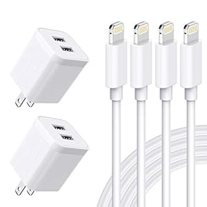 USB Wall Charger, [MFi Certified] iPhone Charger Lightning Cable 6FT(4PACK) Fast Charging Data Sync Cords Dual Port USB Plug Compatible with iPhone 12/mini/Pro/Max/11/Pro/Xs/XR/X/8/7/Plus