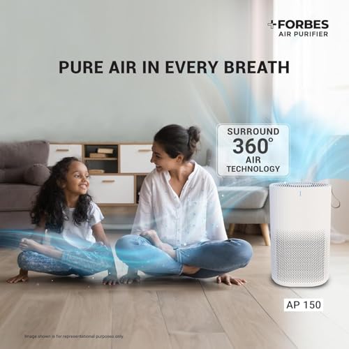 Image of Eureka Forbes Air Purifier 150 for bedroom | Covers upto 200 Sq. Ft. | True HEPA H13 Filter & Surround 360 Air Technology | Removes 99.97% Dust & Particulate Matter | 3-Stage Purification