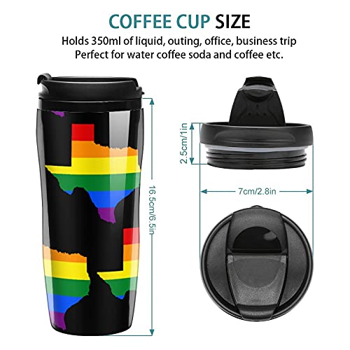 Texas Map LGBT - Vaso de viaje con tapa de plástico con doble pared aislada con diseño de patrón de impresión - Imagen 3