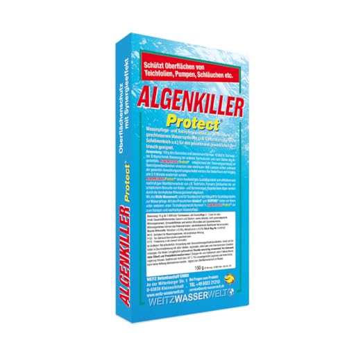 ALGENKILLER Protect® - Der Algenenferner für den Teich. Algen und Grünbelag abbau mit Synergieeffekt verbessert die Pumpen- und Filterleistung. Optimaler Oberflächenschutz mit Langzeitwirkung.