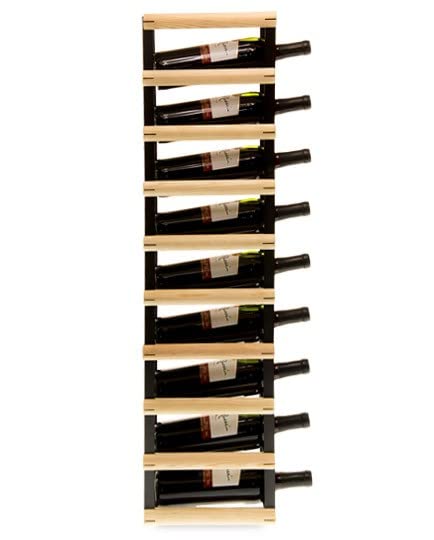 Weinregal aus Metall & Holz für 9 Flaschen, 92,5x12,5x25cm, freistehender Weinständer, Getränkeregal für Wein & PET, Flaschenregal, Flaschenhalter, Industrial, Loft, für Küche Keller, Natur