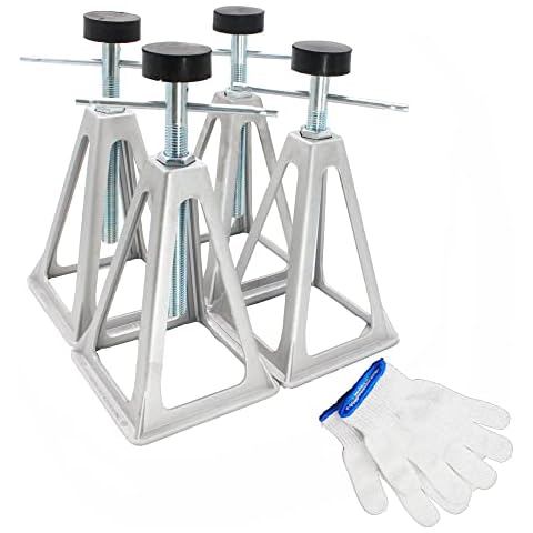 X-Haibei RV Stabilizers Jacks for Trailer Camper 4 Pack Aluminum Stack Jack Stands 6000 Pounds Supports with Cushion Rubbers Adjustable from 11" to 17" Cover