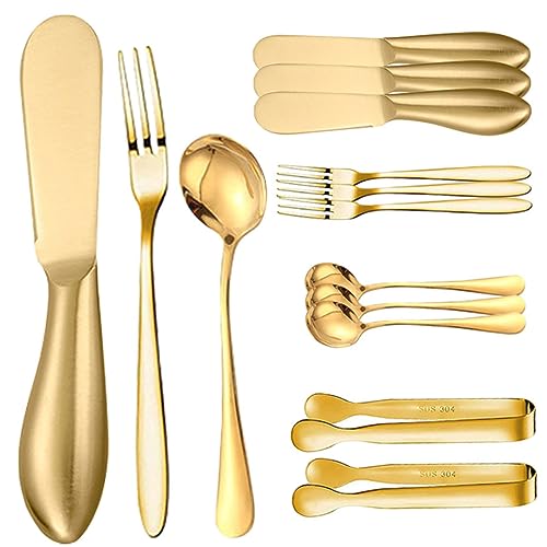 GRIRIW Cheese Knife Butter Spreader Fork Spoon Set Stainless Steel Charcuterie Utensils Ideal for Entertaining Perfect for Hosting
