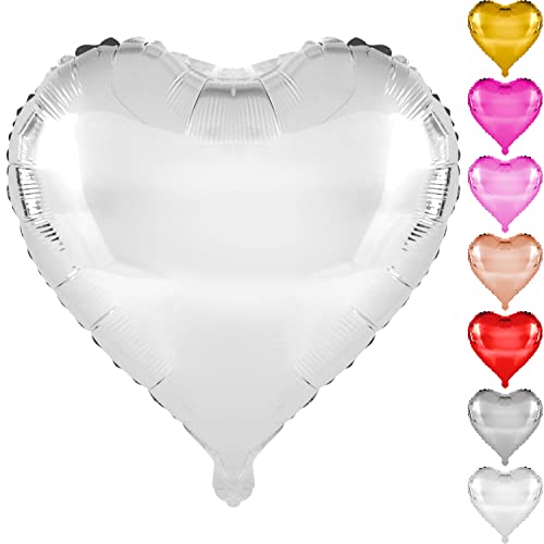 DekoRex Lot de 10 ballons en aluminium en forme de cœur - 45 cm - Décoration de mariage - Couleur :
