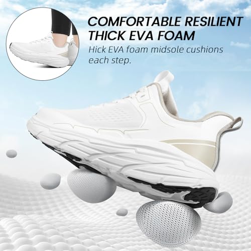 Women's Lightweight Walking & Running Shoes - Breathable Non Slip Sneakers with Cushioned Comfort for Gym, Tennis, Workout Black/White ﻿2