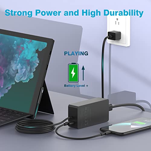 127W Microsoft Surface Book 3 Laptop Charger Also For 102W Surface Book 2, 1, Surface Laptop Studio, Windows Surface Pro/Laptop/Go, 10Ft Super Long Cable With Powerful Magnetic Plug And Led #TOP1