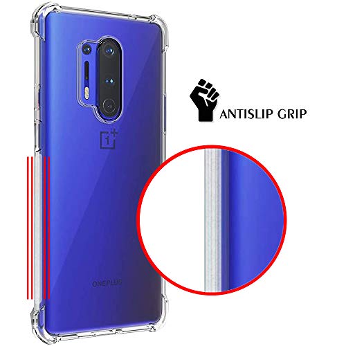 Image of TheGiftKart Crystal Clear Back Cover Case for OnePlus 8 Pro | Raised Bumps for Camera & Screen Protection | Ultra Clear Soft Silicone Back Cover Case for OnePlus 8 Pro (TPU, Transparent)