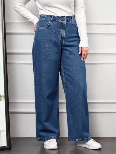 Image of KOTTY Women's Plus Size Straight Fit Denim Jeans with Comfortable Waist and Denim Fabric