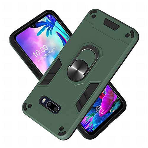LEMORRY Funda LG G8X ThinQ Carcasa Estuches con 2in1 Soporte de Coche & Vídeo, Silicona Blanda y PC Dura, Funda Slim de protección a Prueba de Golpes Tapa para LG G8X ThinQ, Verde