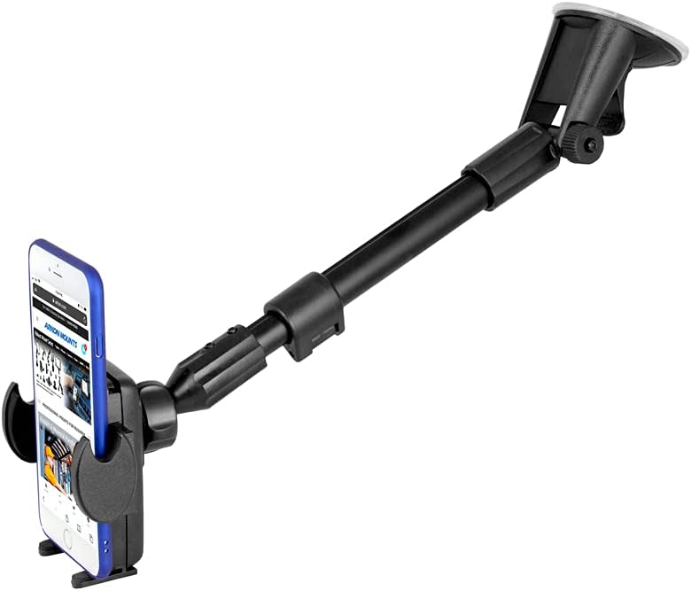 ARKON Mounts Windshield Suction Car Mega Grip Phone Mount | Designed for Smartphones | Firm Windshield Suction | Extendable Arm for Long Dashboards | Compatible with iPhone, Galaxy, Pixel, and More