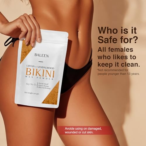 Image of BALEEN Bikini Wax Powder Women with Ubtan & Sandalwood 120 Gm (Pack Of 6) | Painless Herbal Hair Removal Powder for women Bikini Area, Legs, Hands & Underarms with No Harmful Chemicals, No Irritation, No Skin Rashes