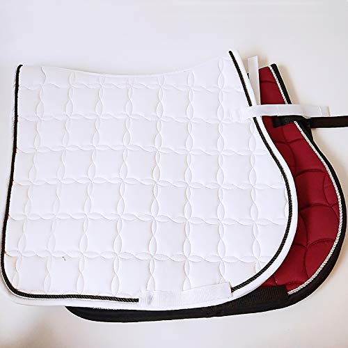 Tapis de selle bleu matelassé pour cheval avec cordon tressé