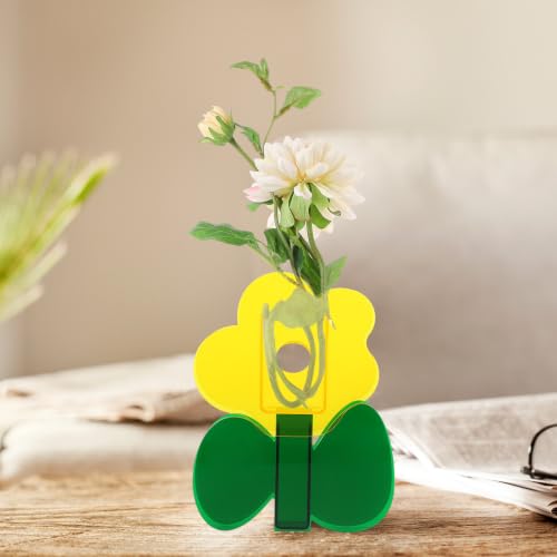 Jarrón acrílico de diseño moderno con forma de flor translúcida 5