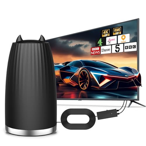 Antena de TV para interiores, alcance de más de 500 millas, antena digital TeleVision para Smart TV con amplificador de señal, antena HD para canales locales, compatible con 4K 1080P, con cable