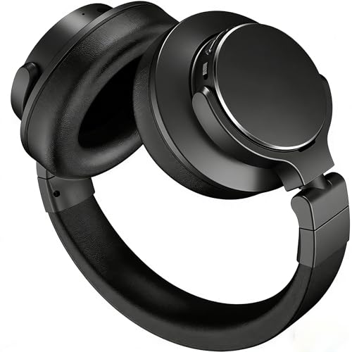 Rumoon Over Ear Bluetooth Headphones, Studio Monitor & Mixing DJ Headphones Wireless with 50mm Drivers and 1/4 to 3.5mm Wired Audio Jack for Guitar AMP Recording Podcast Piano, 100H Playtime, Black