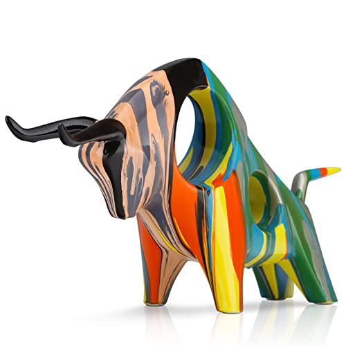 suruim Sculptures de taureau colorées simples et créatives - Statue d'animal - Ornements pour la maison, le bureau, la chambre à coucher, le salon, la salle d'étude, les studios (B2) Cover