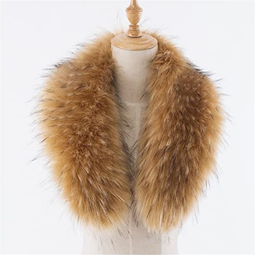 Faux Fur Collar Replacement Detachable Fur Collar Trim of Winter Coat Neck Warmer Unisex, Detachable Faux Fur Hood with Buttons for Winter Coat, Warmer Fur Scarf Wrap for Cold Winter
