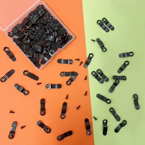 Image of 100 Pieces Metal Picture Frame Turn Buttons Fasteners with 100 Pieces Screws, Turn Button Fasteners Photo Frame Hardware, Black Turn Buttons for Picture Frames