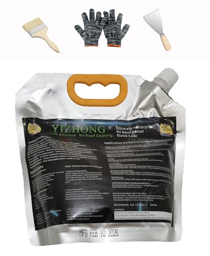 YIZHONG Silicone Sealant Caulk 100% Silicone RV Roof & Multi-Surface Waterproof Coating | Professional Leak Repair for RV Trailer Roofs Sealant for Concrete Metal Wood DIY Projects