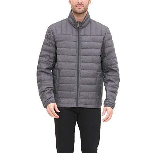 Tommy Hilfiger Men's Lightweight Water Resistant Packable Down Puffer Jacket (Standard and Big & Tall), Heather Charcoal, XX-Large3