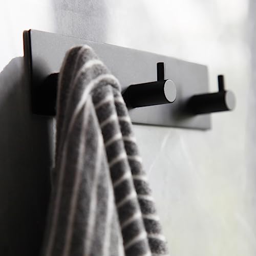Image of Self Adhesive Towel Hooks for Bathrooms Stick on Wall hooks 3 Coat hooks