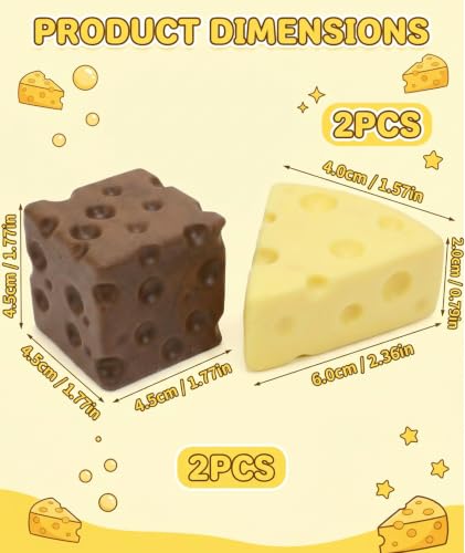 Image of 2Pcs Cheese Squishy, Taba Squishy, Dumpling Squishy-Stretchy Food-Shaped Sensory (Brown and Yellow)