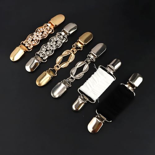Image of CUBACO 6PCS Cinch Clip Brooches and Pins for Women,Vintage Sweater Clips Dress Clips Shirt Cinch Clip Tighten Clothing Pins